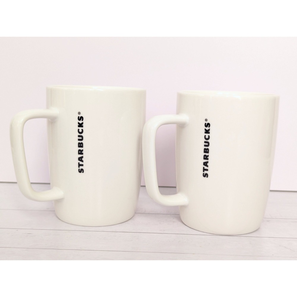 Starbucks 2017 Mermaid Logo White Ceramic Coffee Mug Cup 10.8oz Set of 2 EUC - Picture 3 of 8